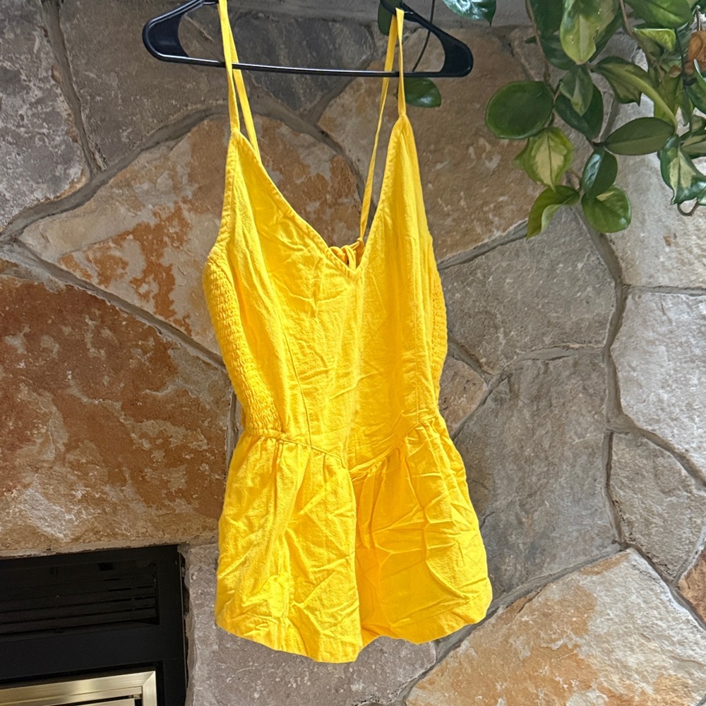 Free people Bright Yellow shorts set
